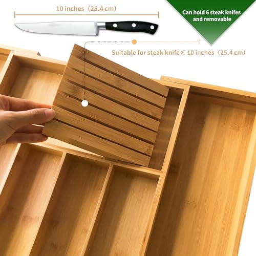 VaeFae Bamboo Expandable Cutlery Organiser | Wooden Utensil Tray
