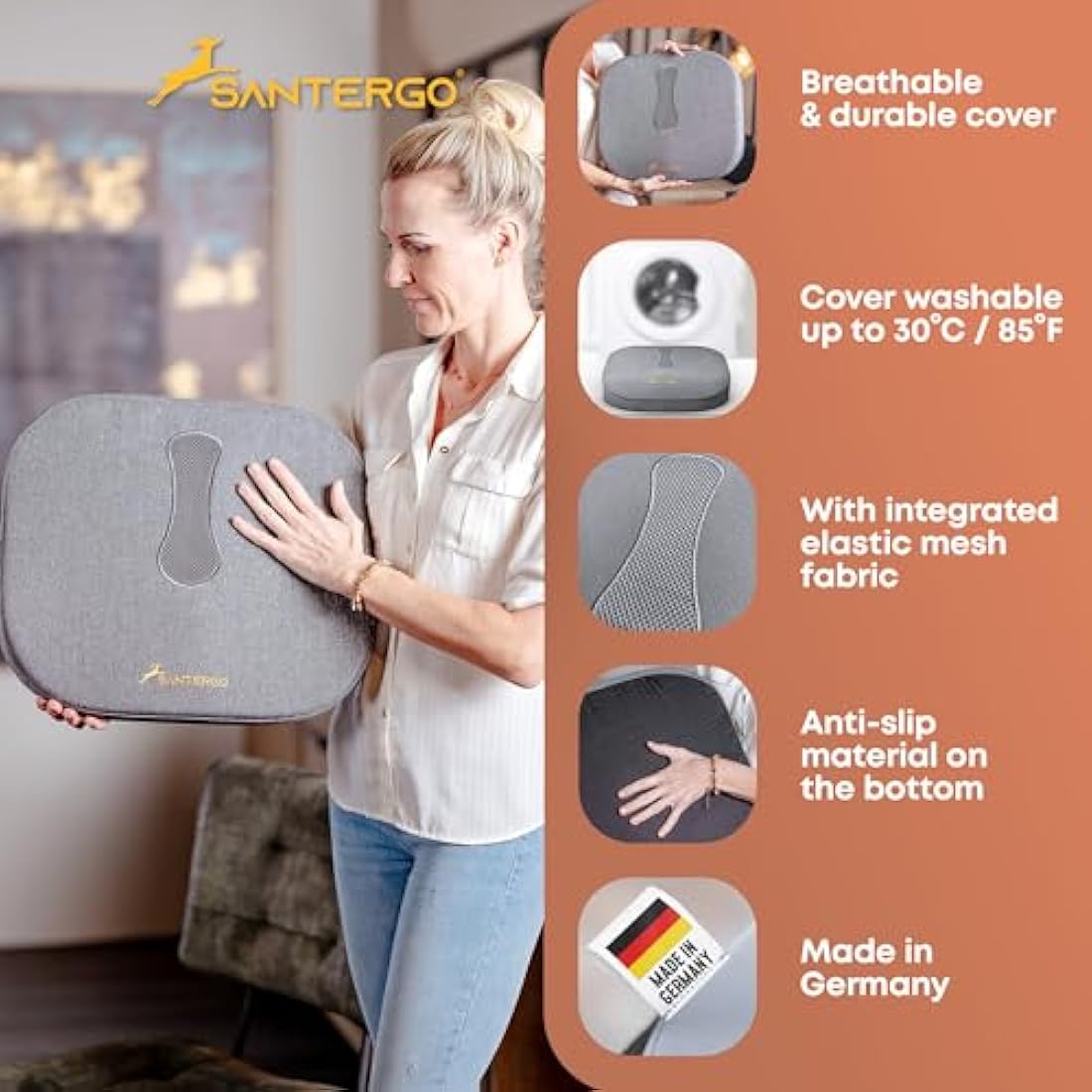 Orthopedic Seat Cushion – Patented Coccyx & Lumbar Support
