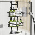 3-Tier Over Door Shower Caddy – Black Stainless Steel Rack