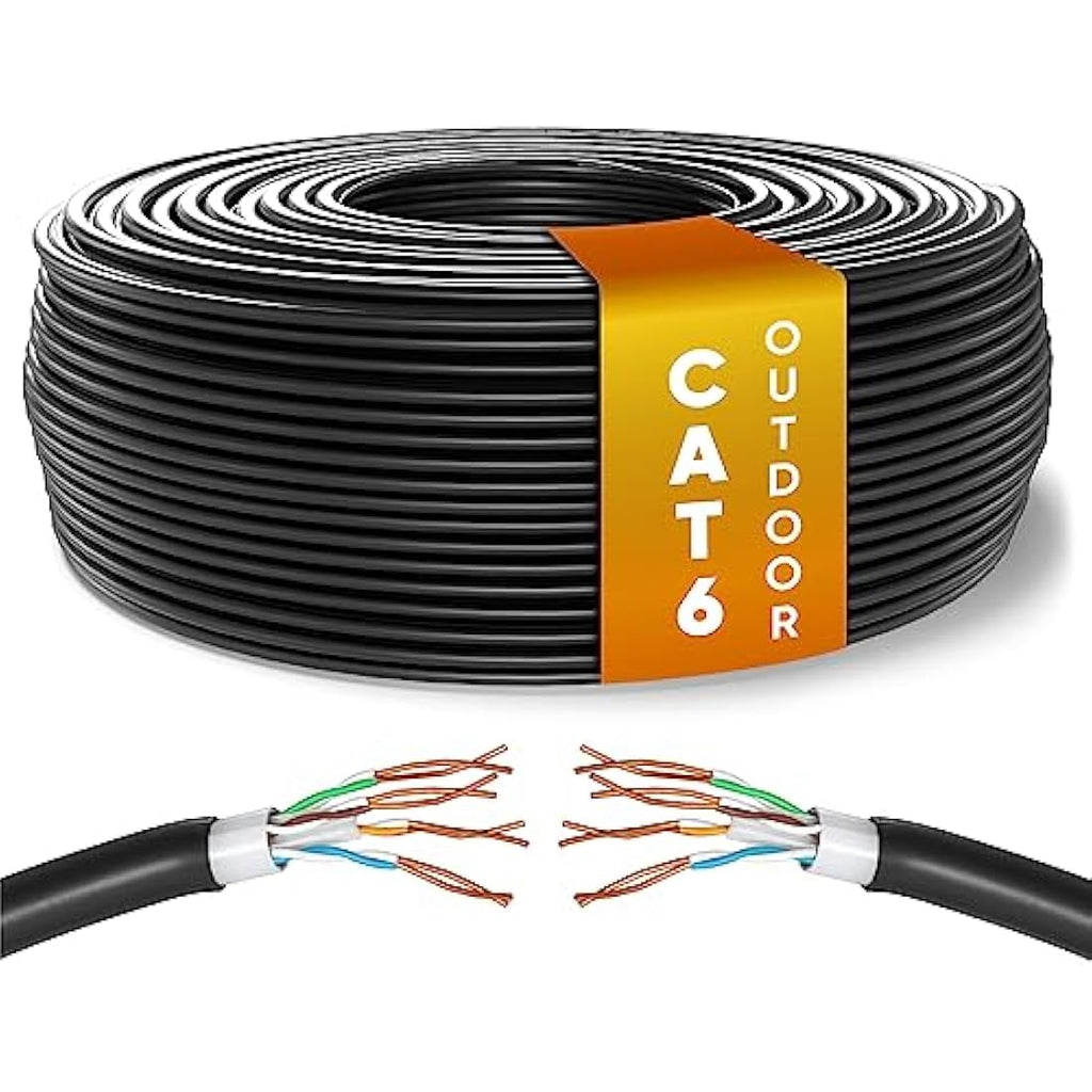 Mr. Tronic Cat 6 Outdoor Waterproof Ethernet Cable - 100m Black Bulk UTP