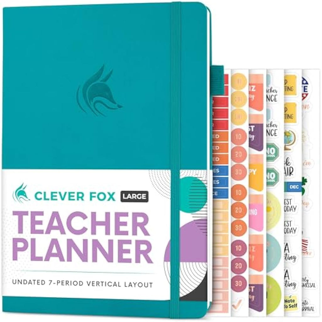 Clever Fox Teacher Planner – Undated Lesson Plan Book, 18x25cm, Turquoise