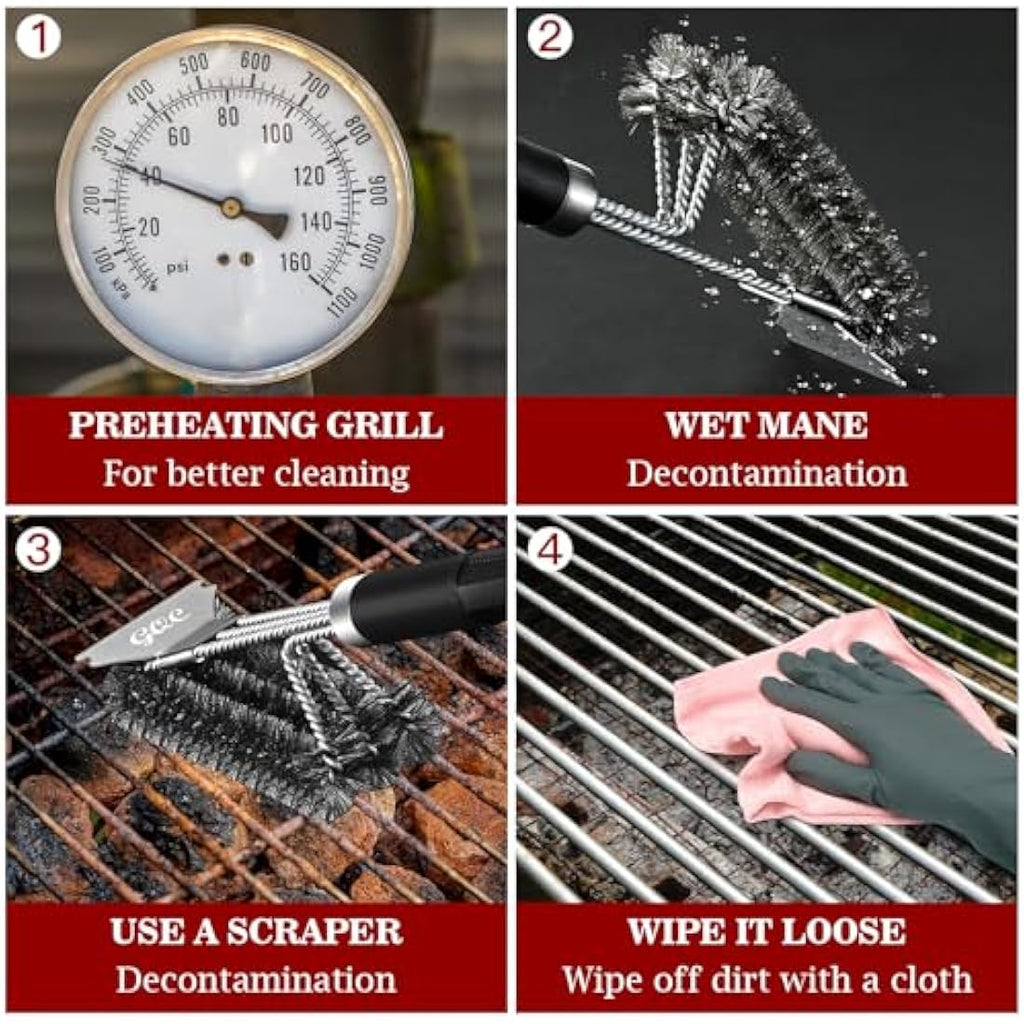 18.3'' BBQ Grill Cleaning Brush and Scraper – 3-in-1 Stainless
