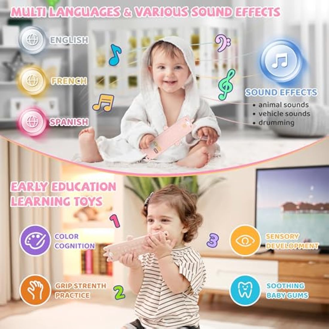 Jolof Store Unicorn Baby Remote Toy – Musical Teether for Girls 6-18 Months