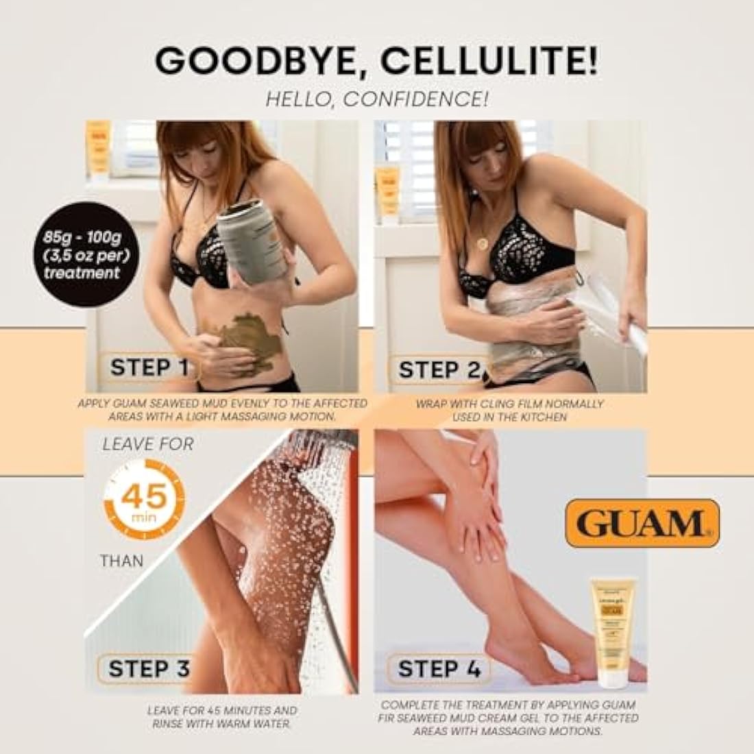 GUAM FIR Seaweed Mud & Tourmaline Cream Set – Anti-Cellulite Firming Duo