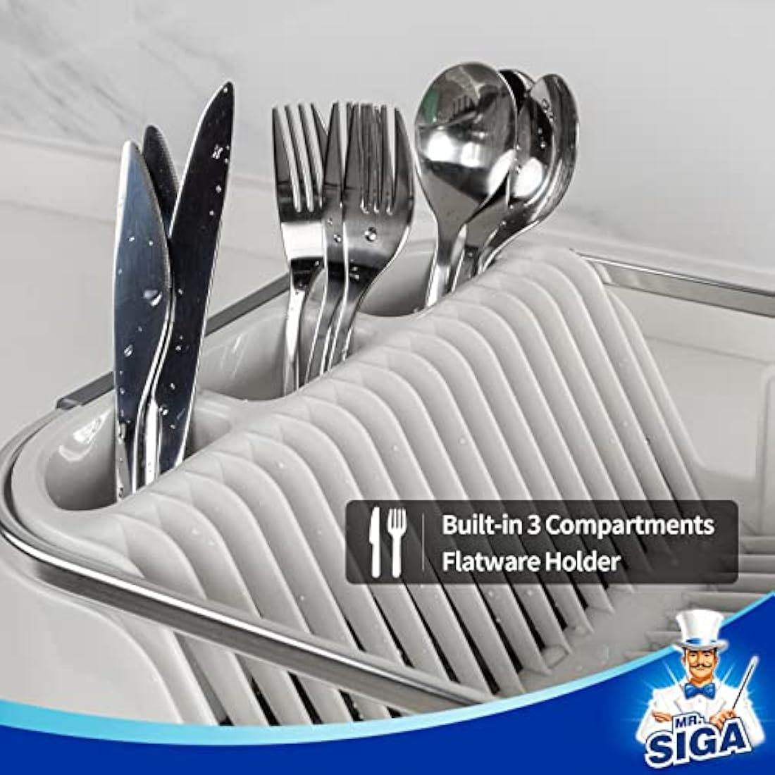 MR.SIGA Dish Drying Rack with Drainboard – Compact Aluminum Kitchen Drainer