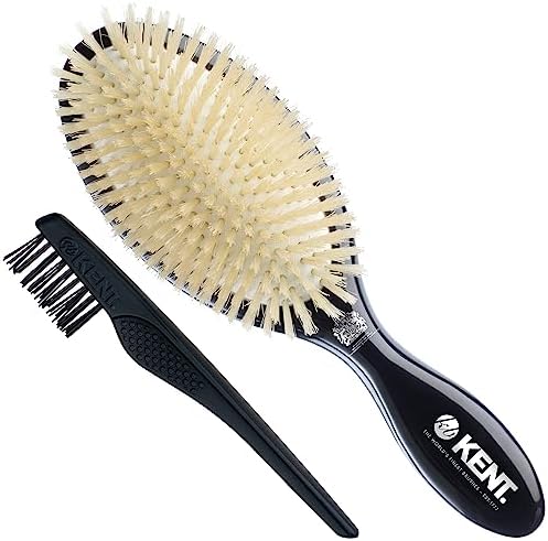 Kent CSGL Large Soft White Bristle Cushioned Hair Brush - Gentle Styling