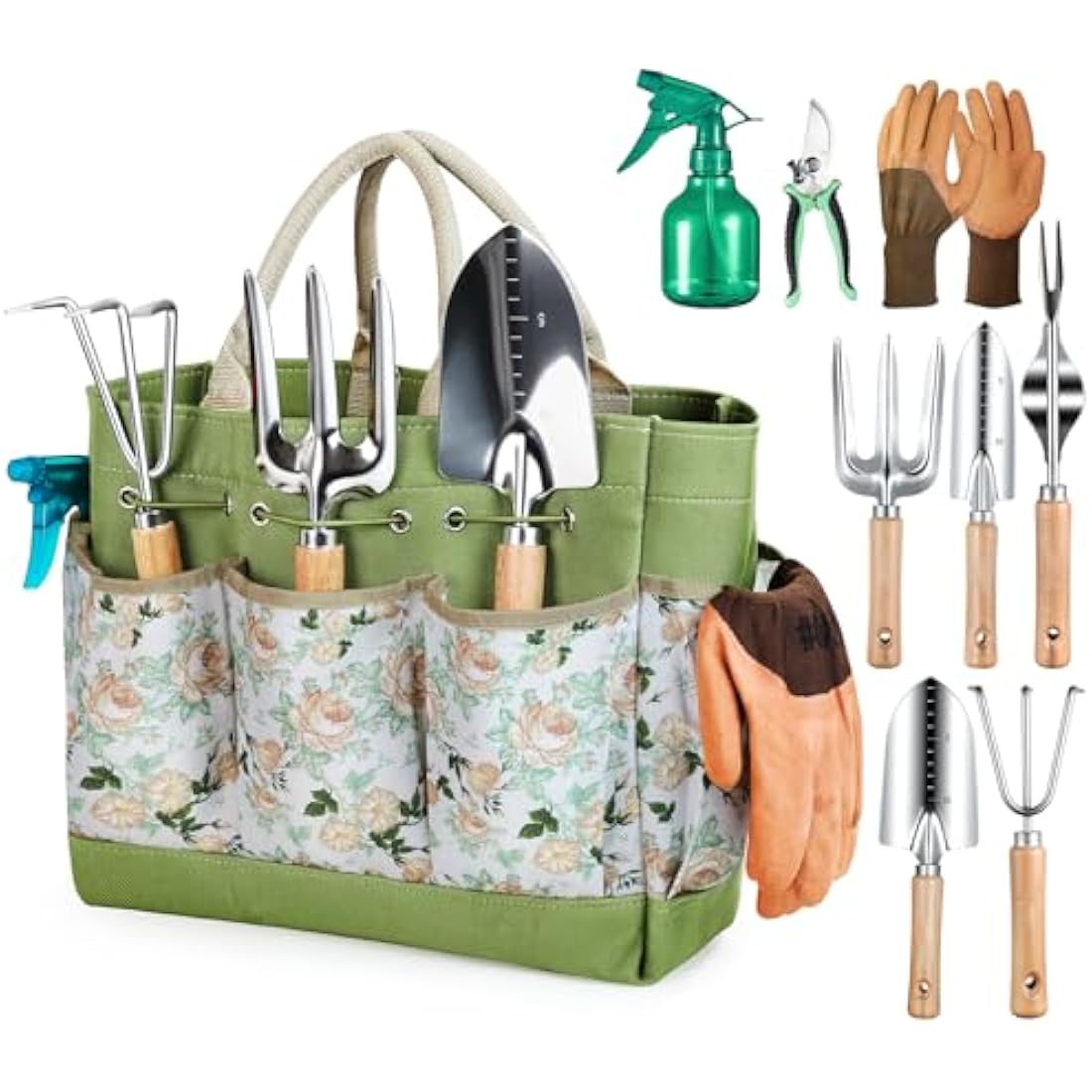 Jolof Store 9-Piece Stainless Steel Garden Tool Set with Storage Bag