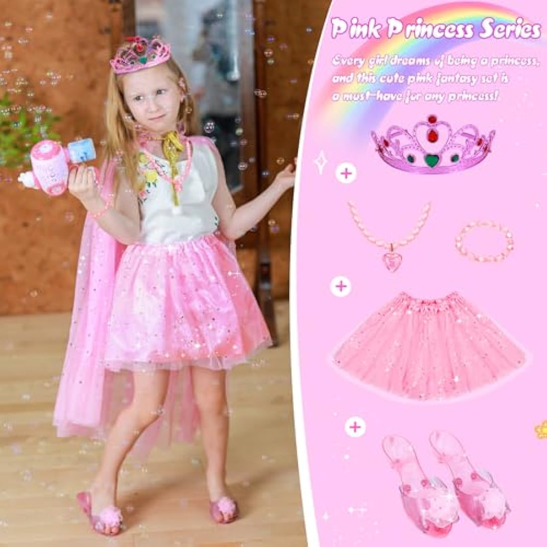 Jolof Store Princess Dress Up Set – 3 Pairs of Shoes, Skirts & Tiaras