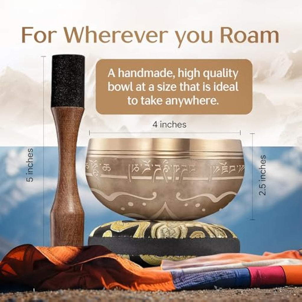 Tibetan Singing Bowl Set – Etched Sound Bowl with Mallet