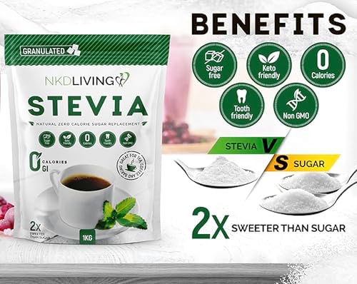 NKD Living Stevia Sweetener Granules | 1kg Natural Sugar Substitute