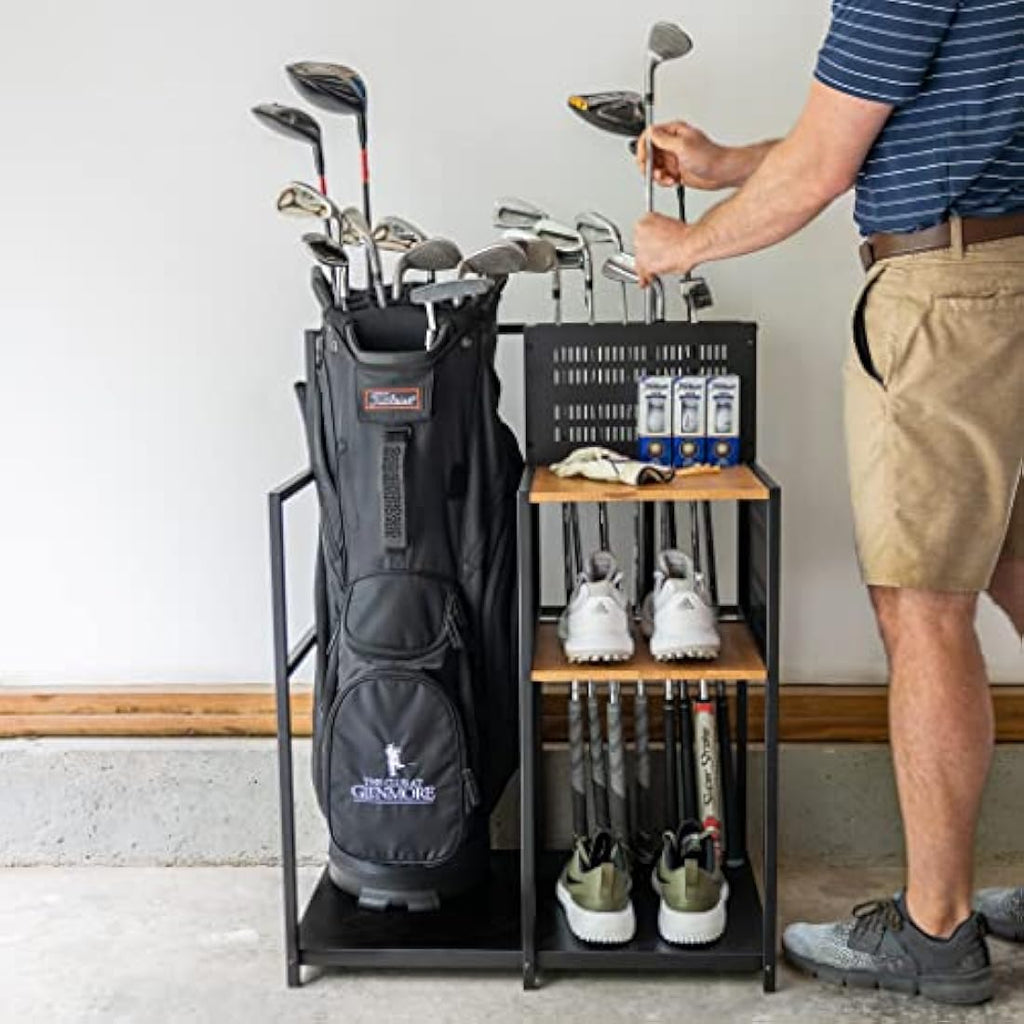Teal Triangle Heavy Duty Golf Bag Organizer | Steel Garage Storage Rack