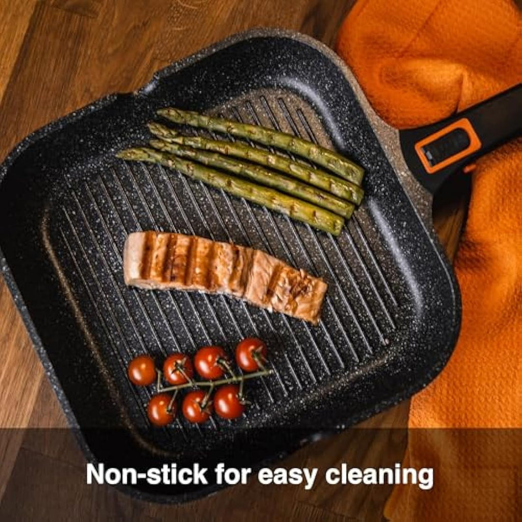 Pep Non-Stick Griddle Pan 29cm | Induction Grill with Removable Handle