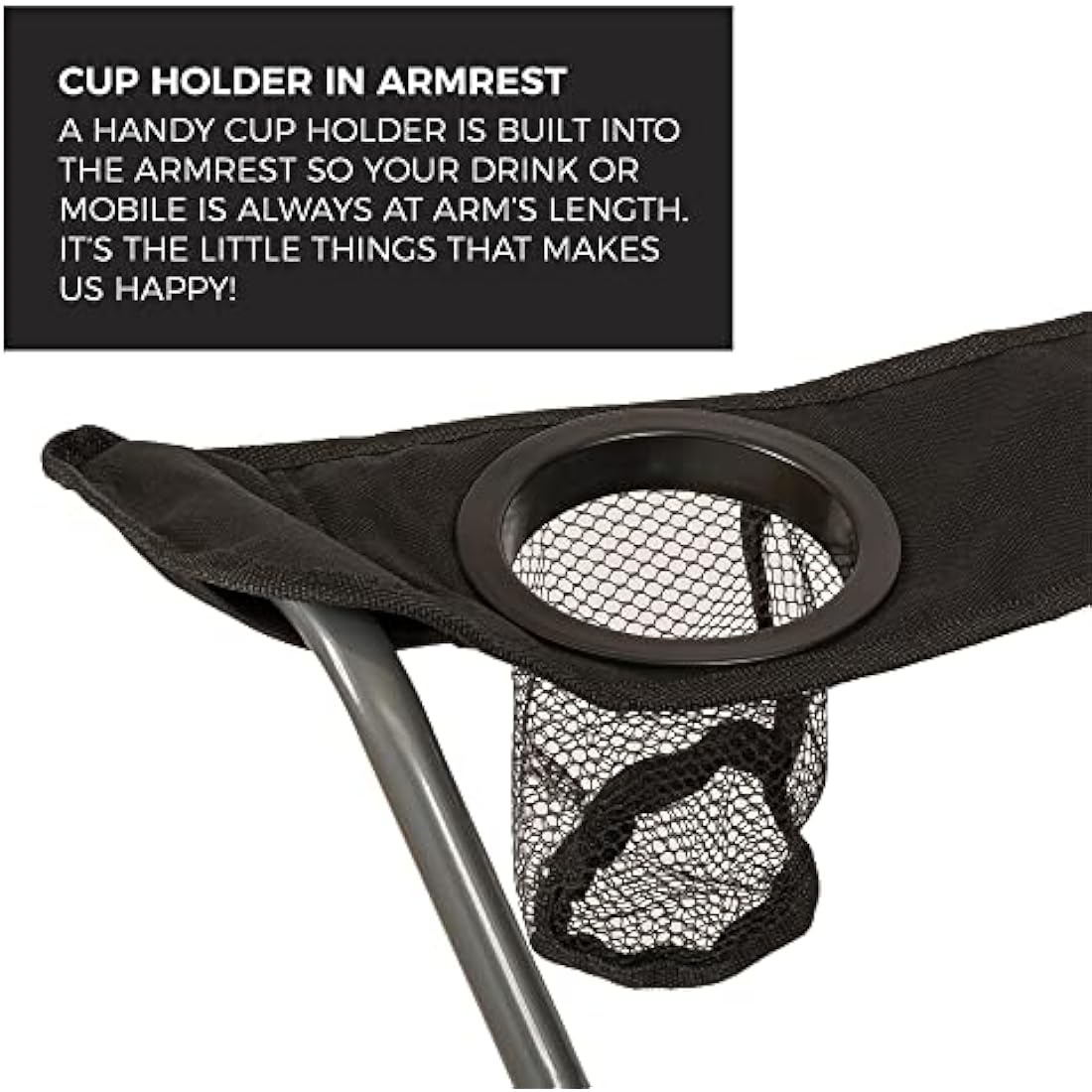 Highlander Camping Chair – Lightweight Folding Steel Chair with Cup Holder