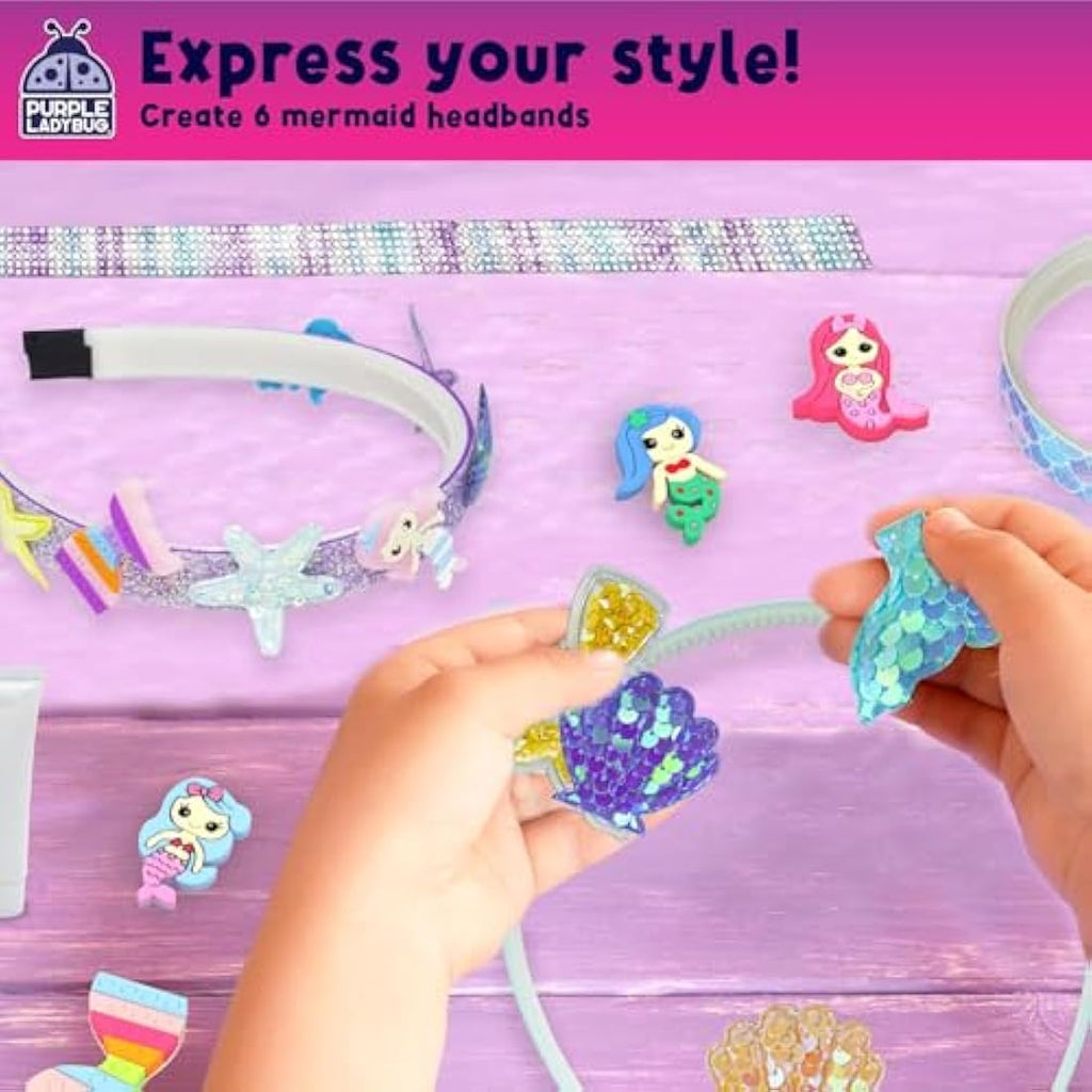 Purple Ladybug DIY Mermaid Headband Making Kit for Girls - 6 Pack