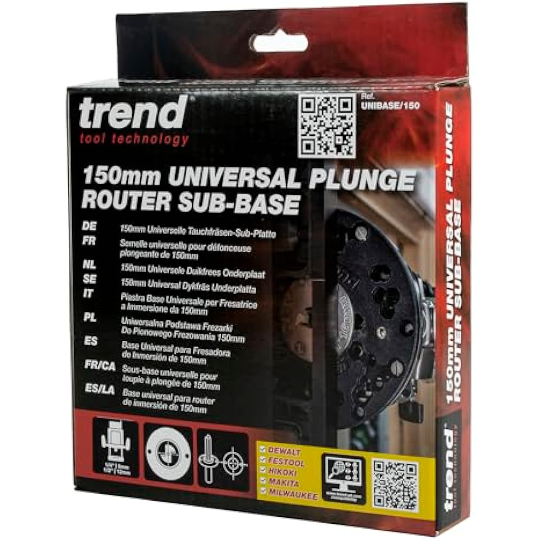 Trend Universal Plunge Router Sub-Base | 150mm Precision Guide Base