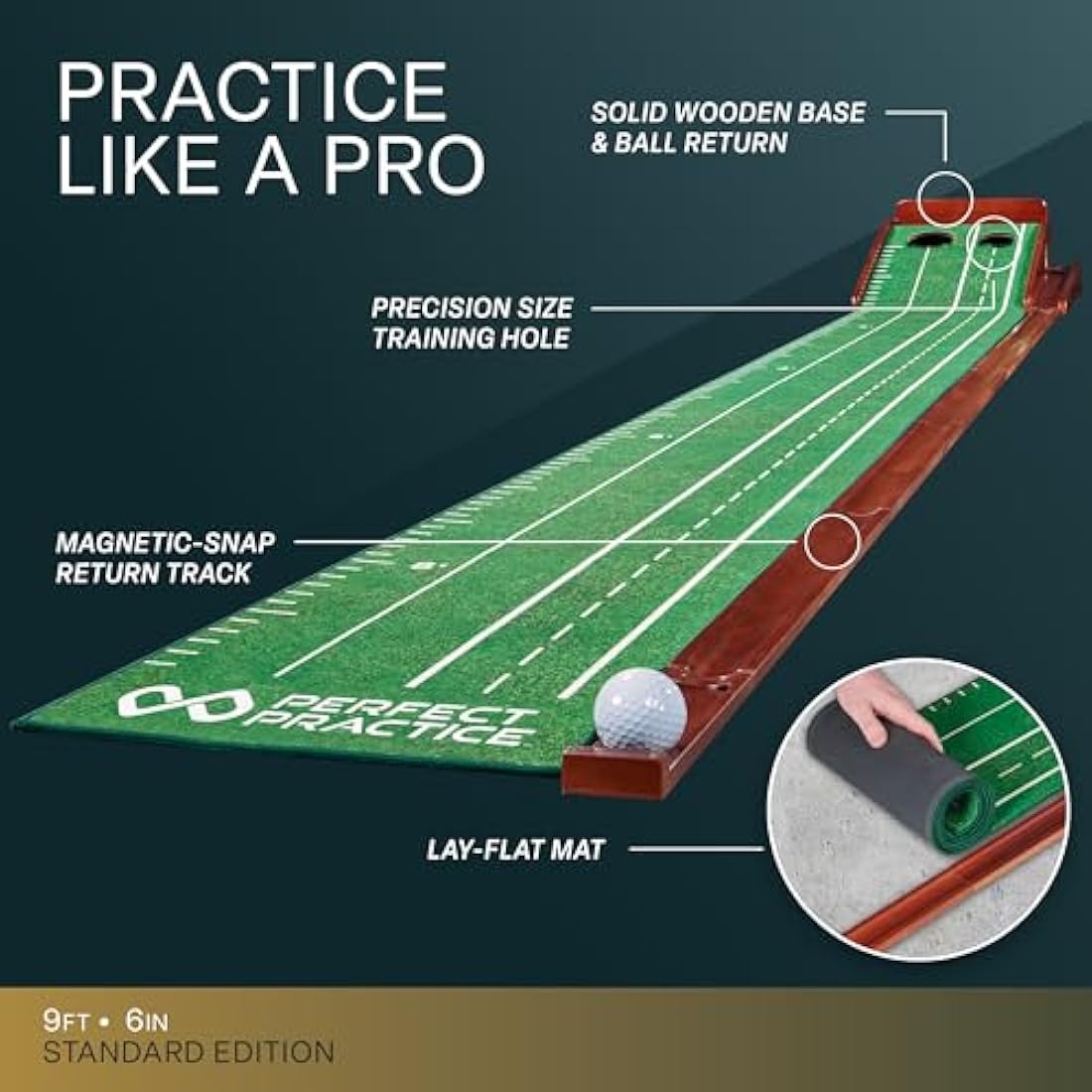 Perfect Practice Putting Mat – 9.5ft Indoor Golf Training Aid