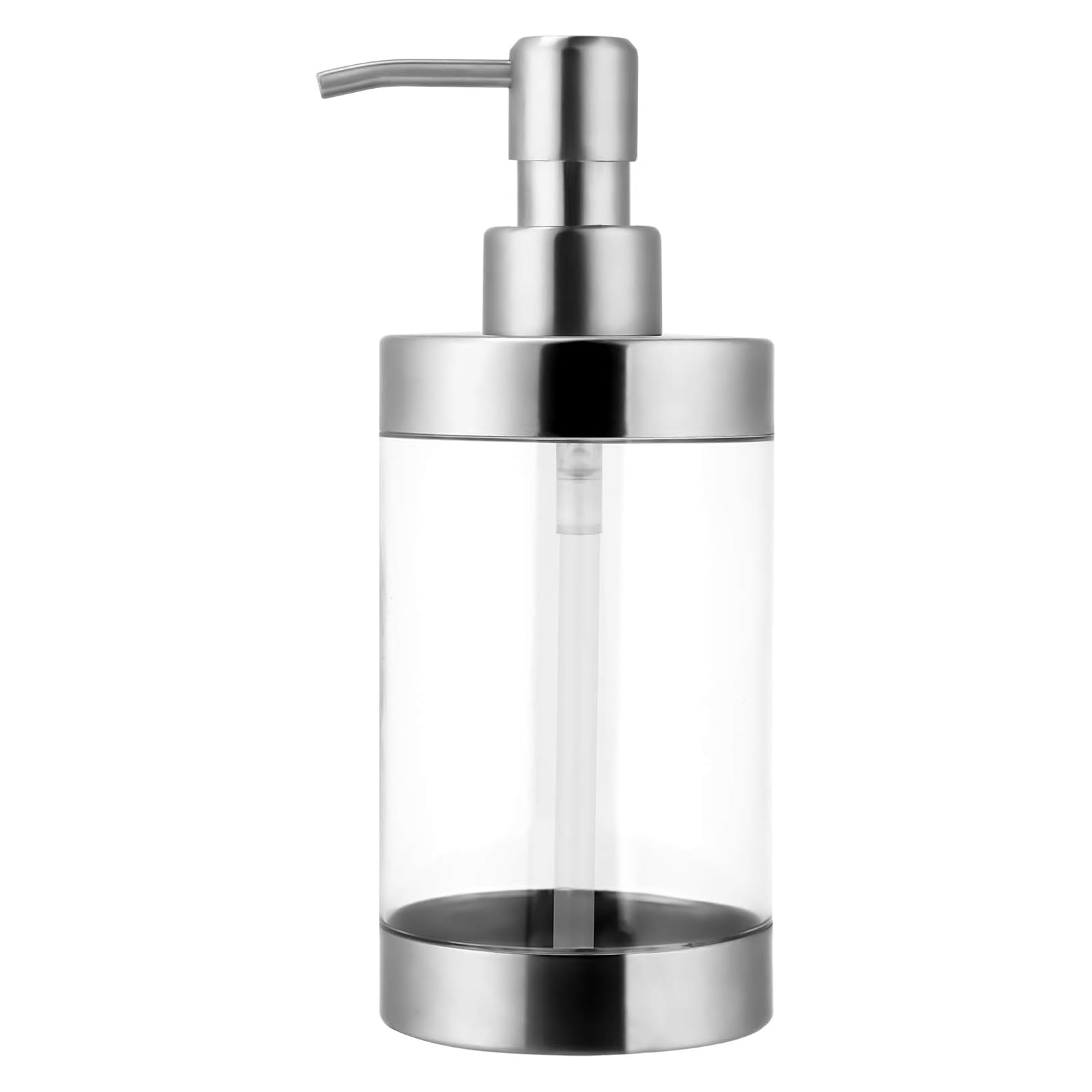 Stainless Steel & Acrylic Soap Dispenser - 300ml Pump Bottle
