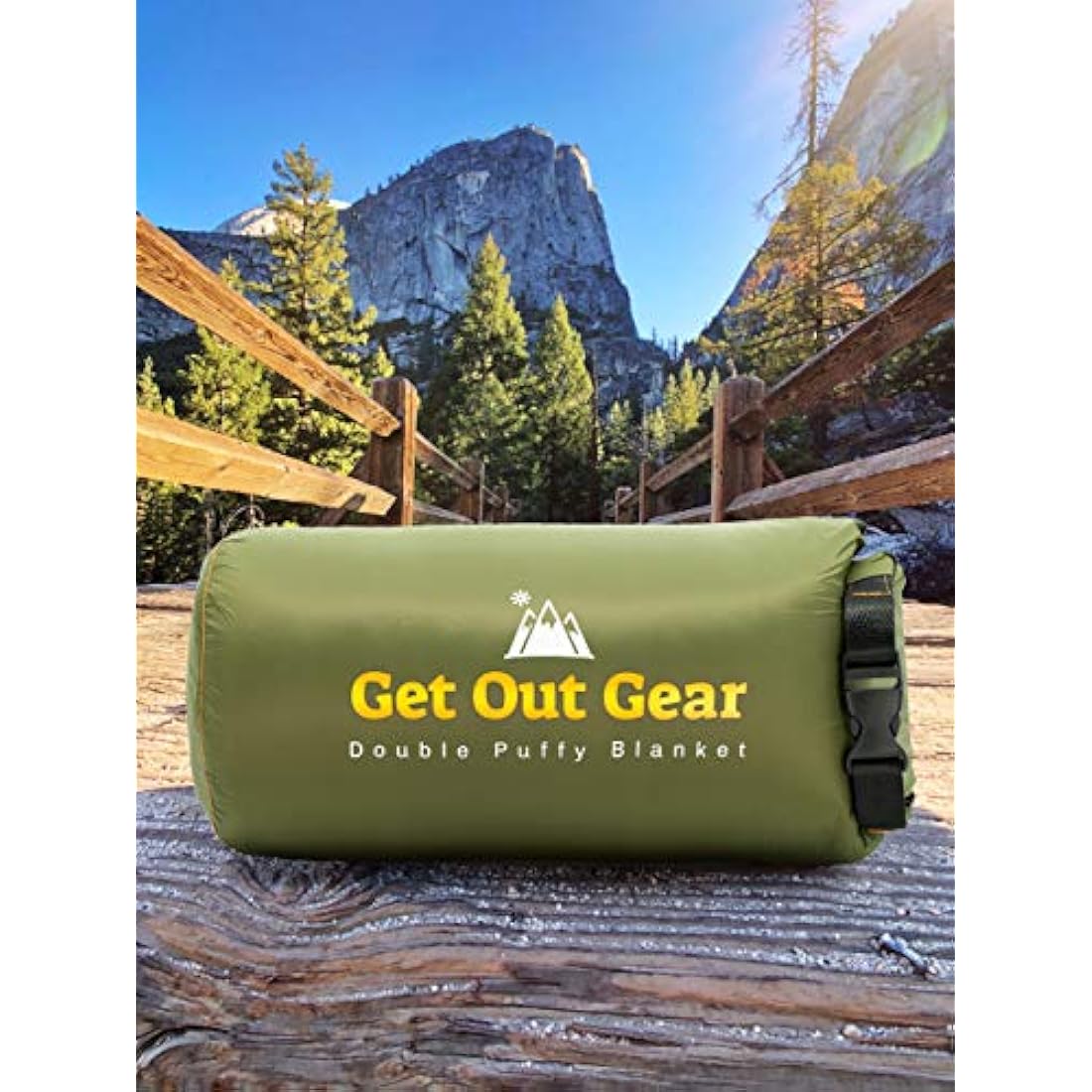 Get Out Gear Double Puffy Camping Blanket – Water-Resistant Olive/Orange