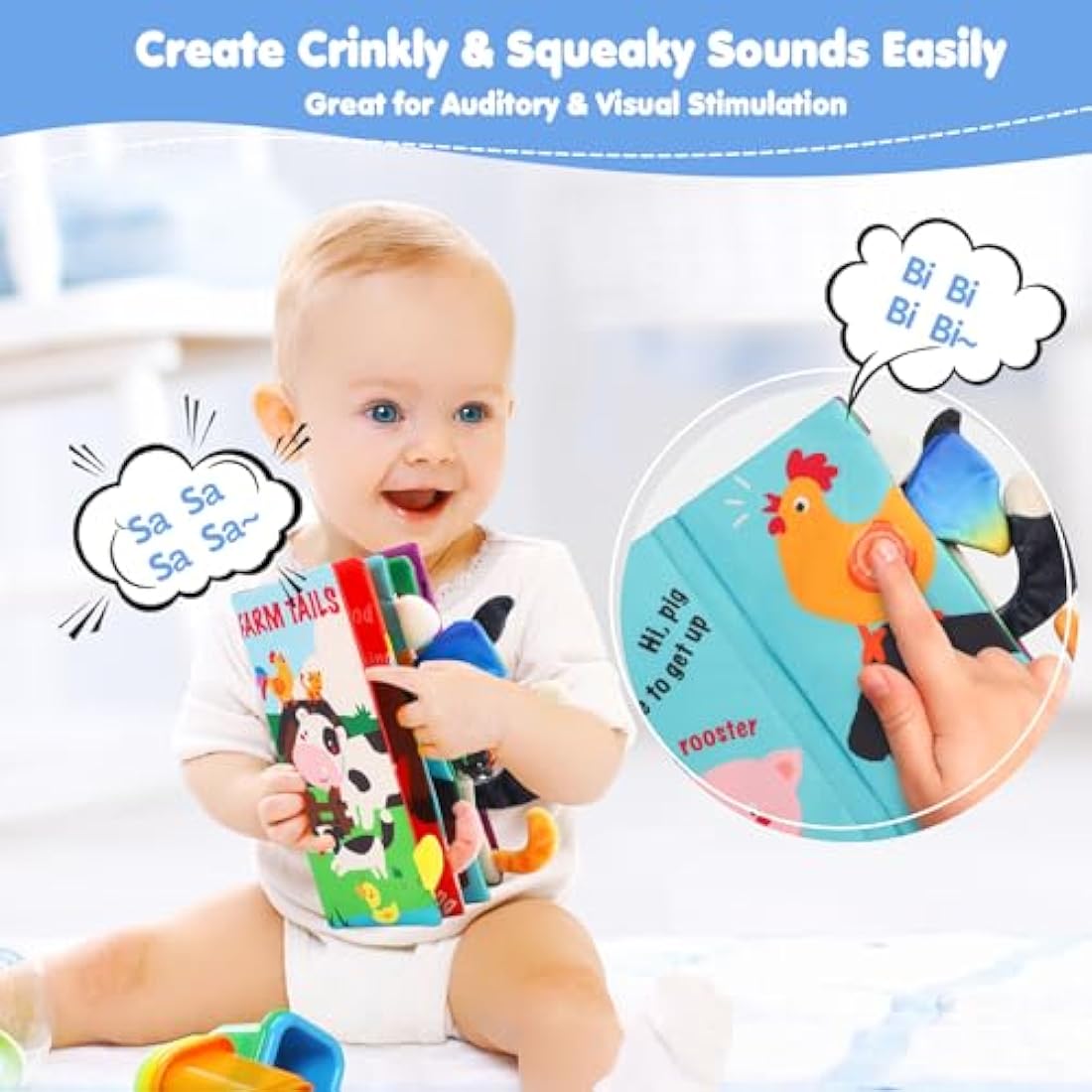 Baby Sensory Cloth Books – Touch and Feel Crinkle Toys