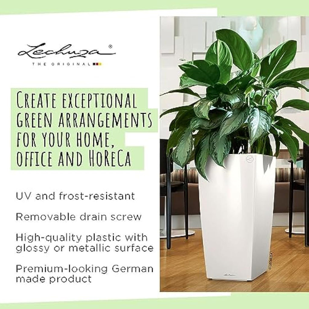 LECHUZA CUBICO Premium 40 Self-Watering Planter - Black High Gloss