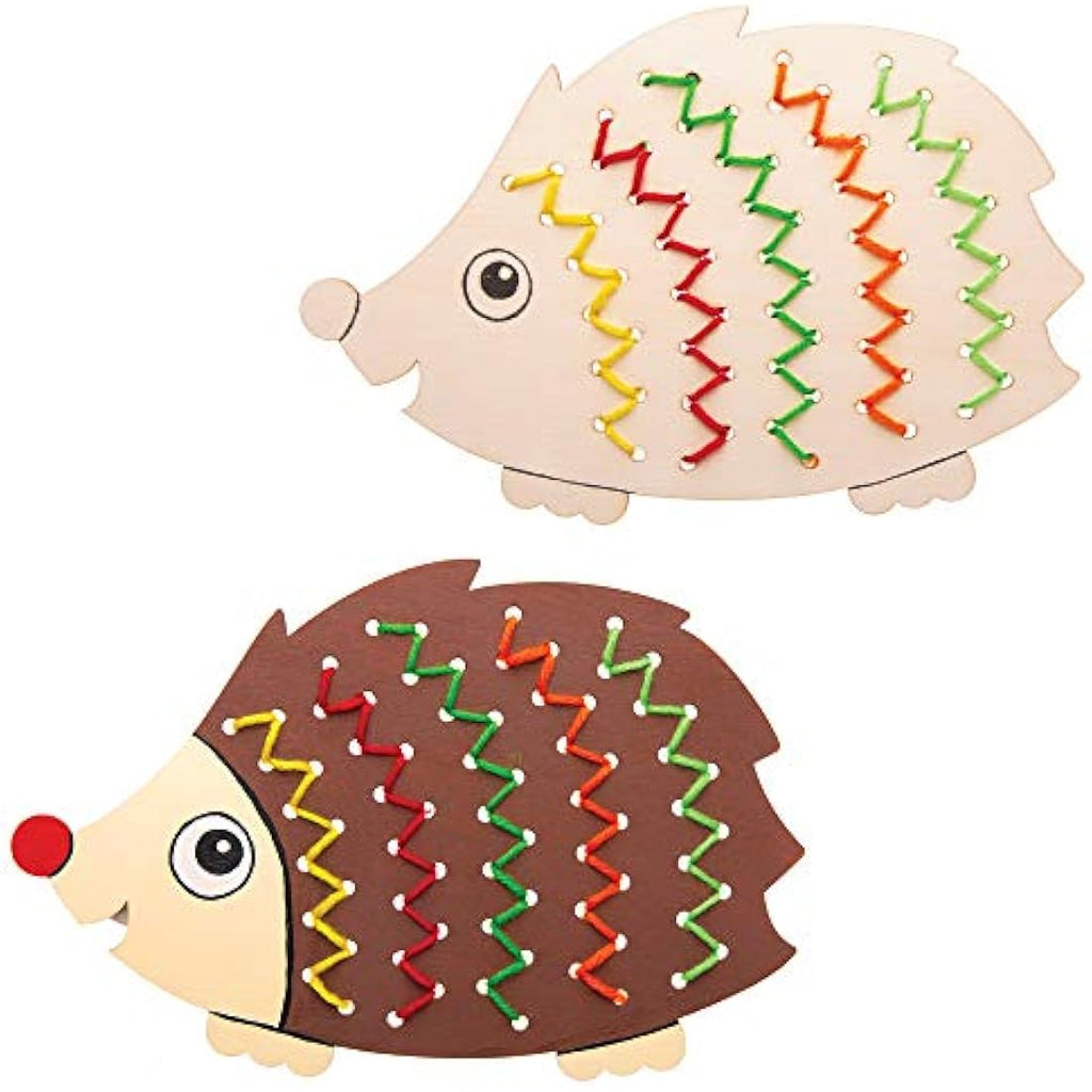 Hedgehog Wooden Threading Kits for Kids Arts and Crafts - 4 Pack