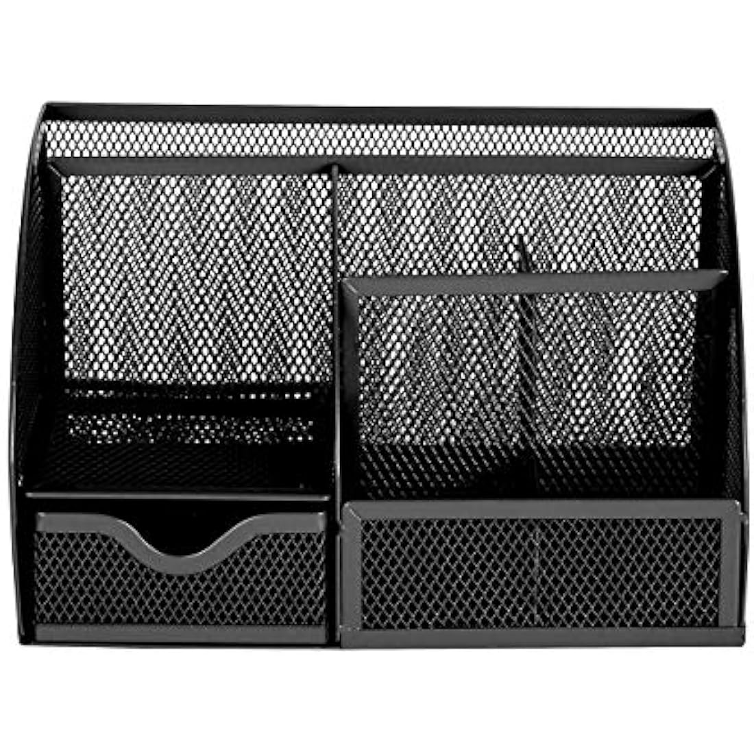 Exerz Mesh Desk Organiser | 7-Compartment Metal Office Tidy - Black