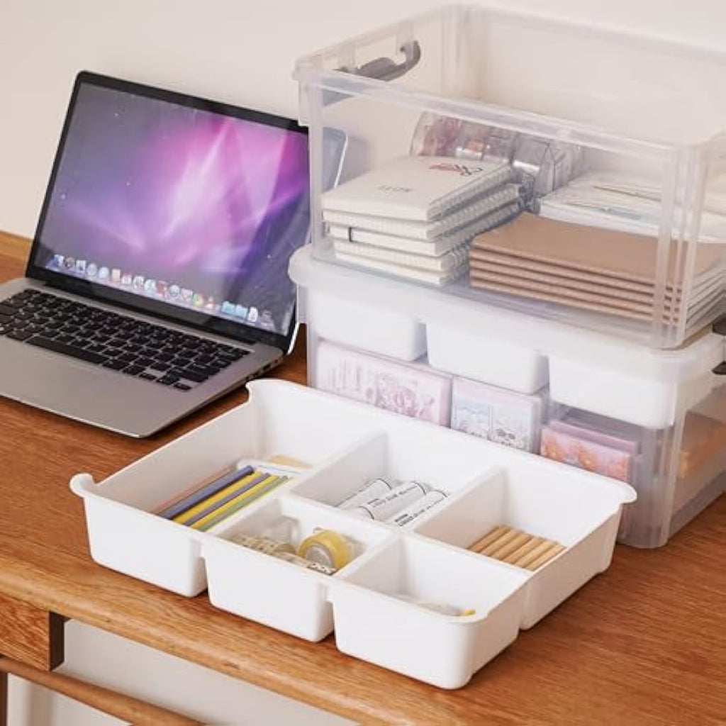 Citylife 16L Stackable Craft Storage Box with Removable Tray - 2 Pack