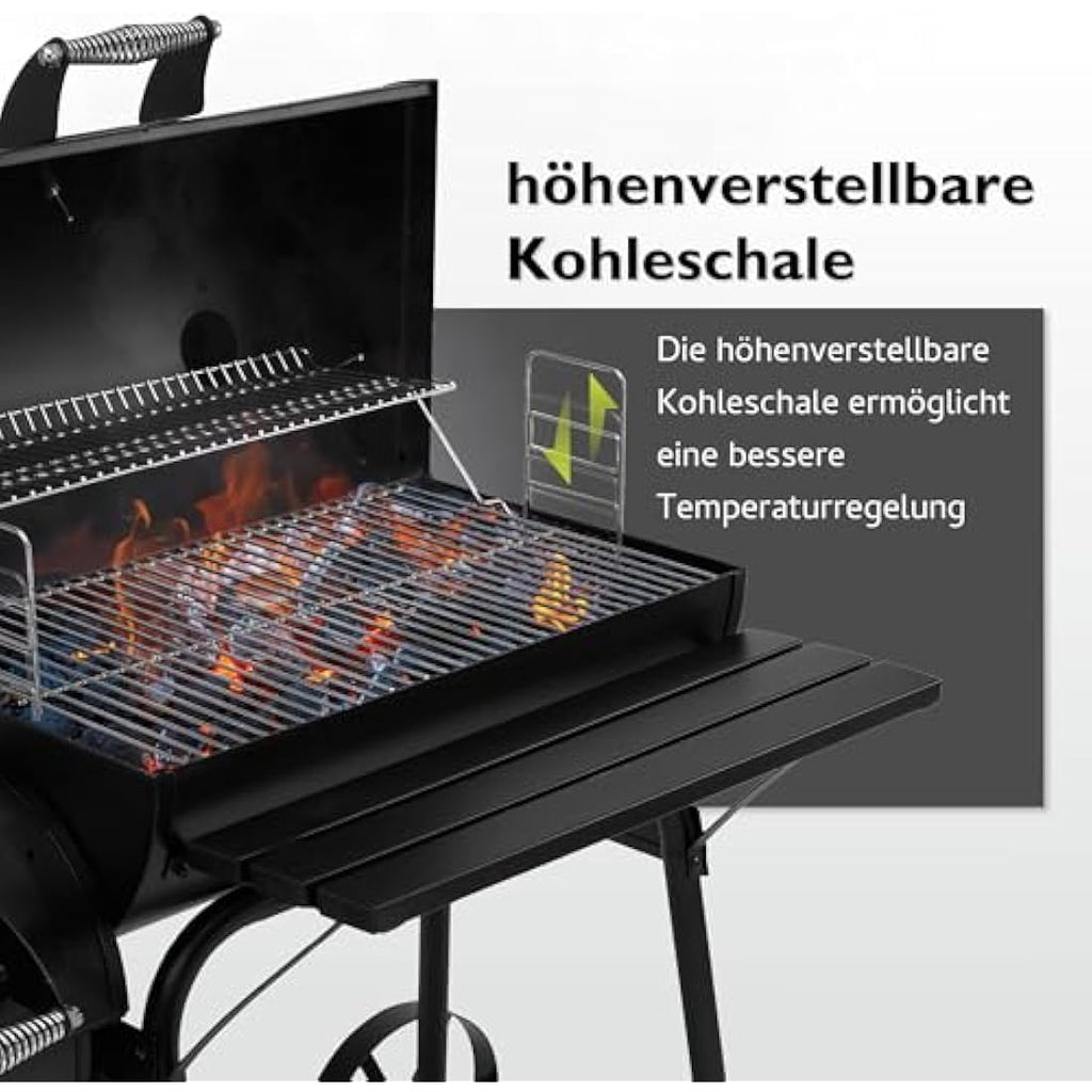 Tepro Biloxi Offset BBQ Pit Barrel Smoker – Charcoal Outdoor Grill