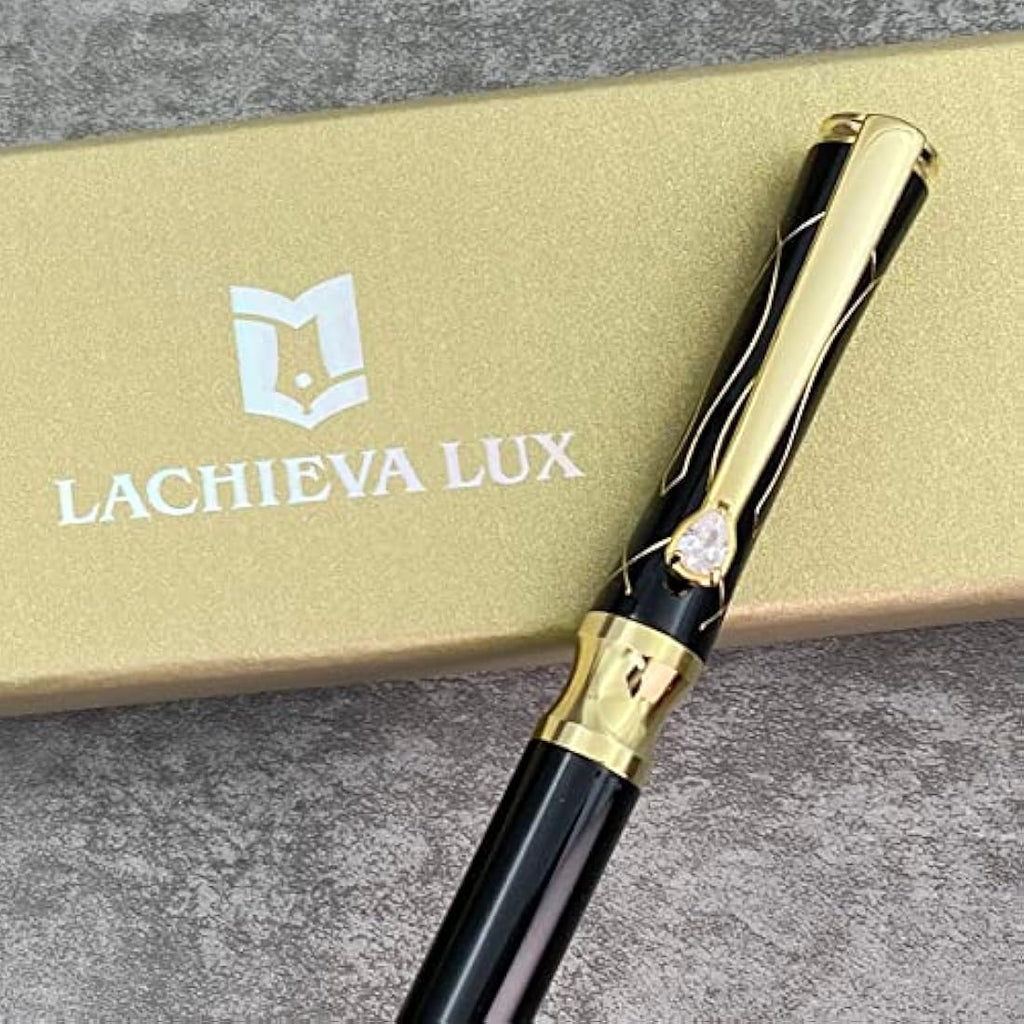 LACHIEVA LUX Crystal Executive Metal Ballpoint Pen - Black Gift Set