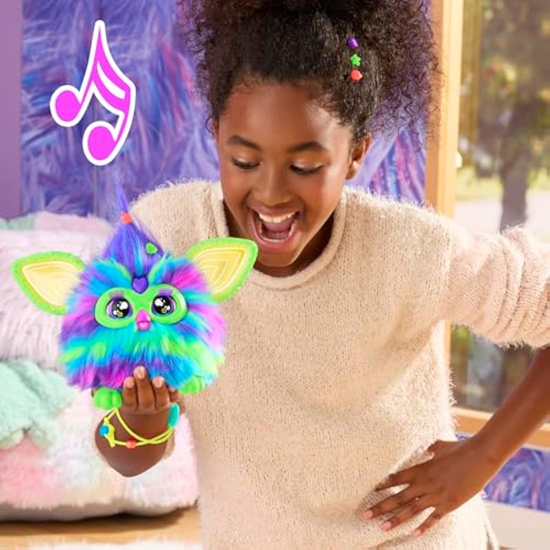 Hasbro Furby Galaxy Glow in the Dark Interactive Plush Toy - Spanish