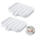 Gurwen 2 Pcs Silicone Soap Dish with Drainage for Bathroom, White
