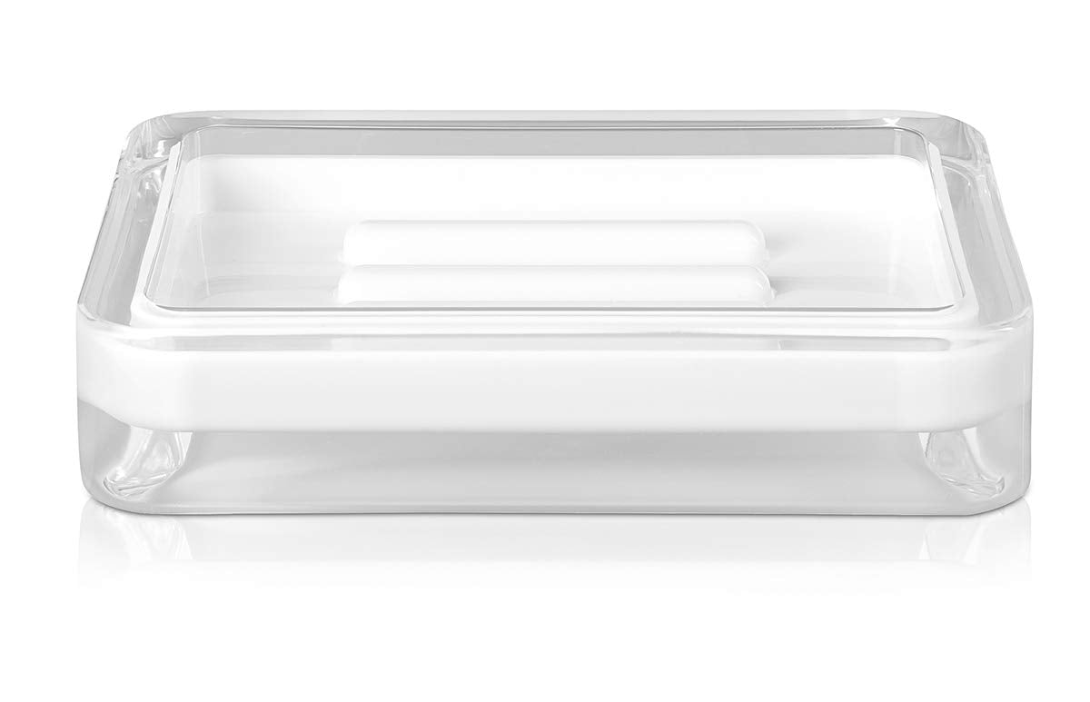möve Line Soap Dish – White Acrylic Bathroom Accessory, 12x8.5x2.5cm