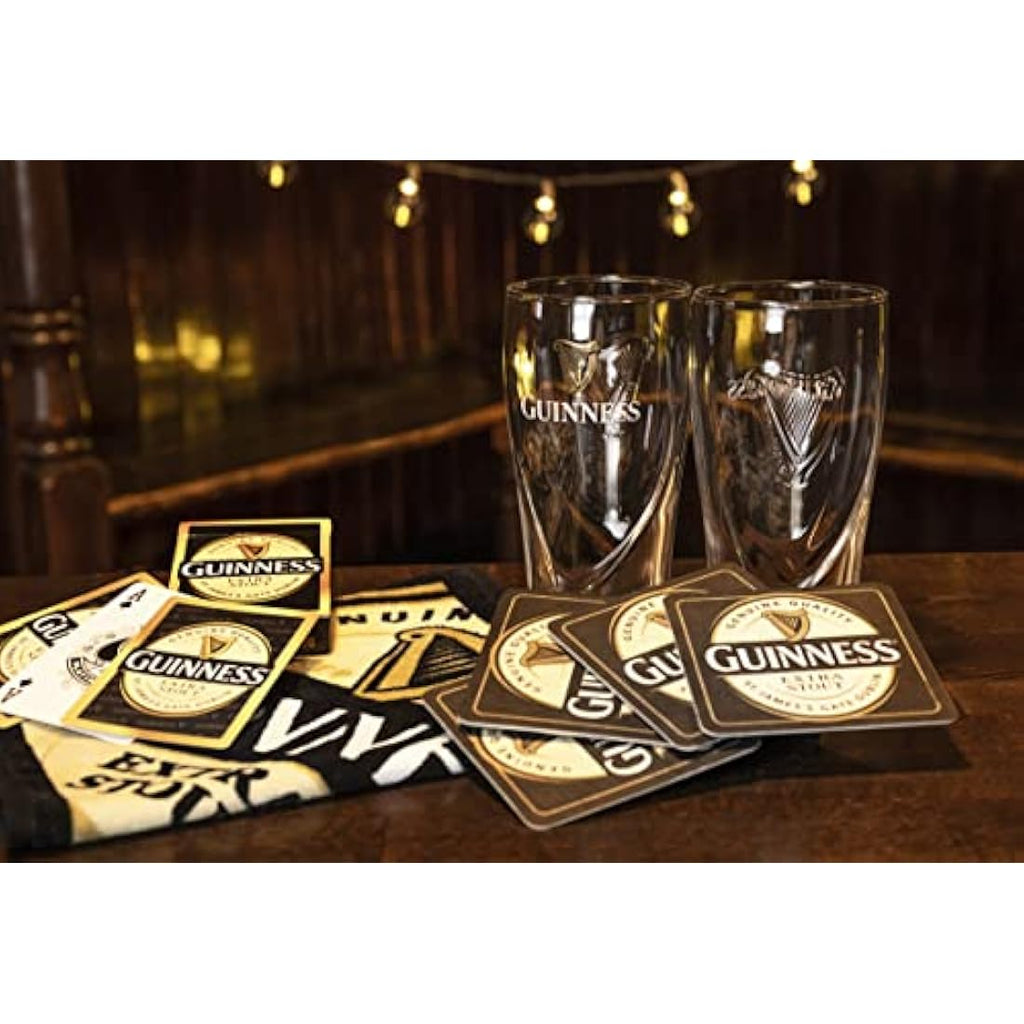 Guinness Home Bar Set – Gravity Pint Glasses, Bar Towel & Playing Cards