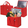 VENO Insulated Grocery Bags - 3 Pack Heavy-Duty Reusable Cooler Bag, Red