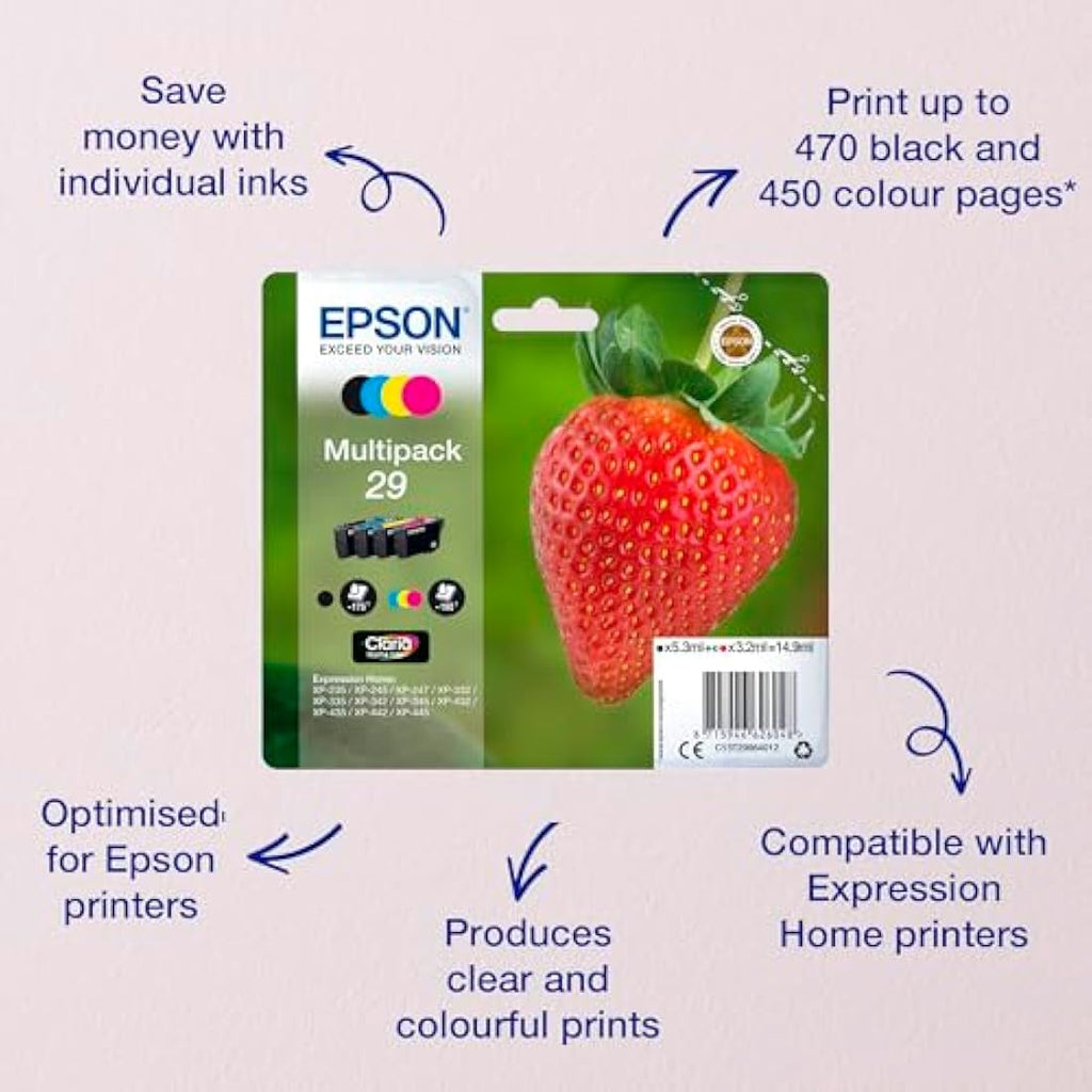 Epson 29 Strawberry Genuine Ink Cartridges Multipack - 4-Colours