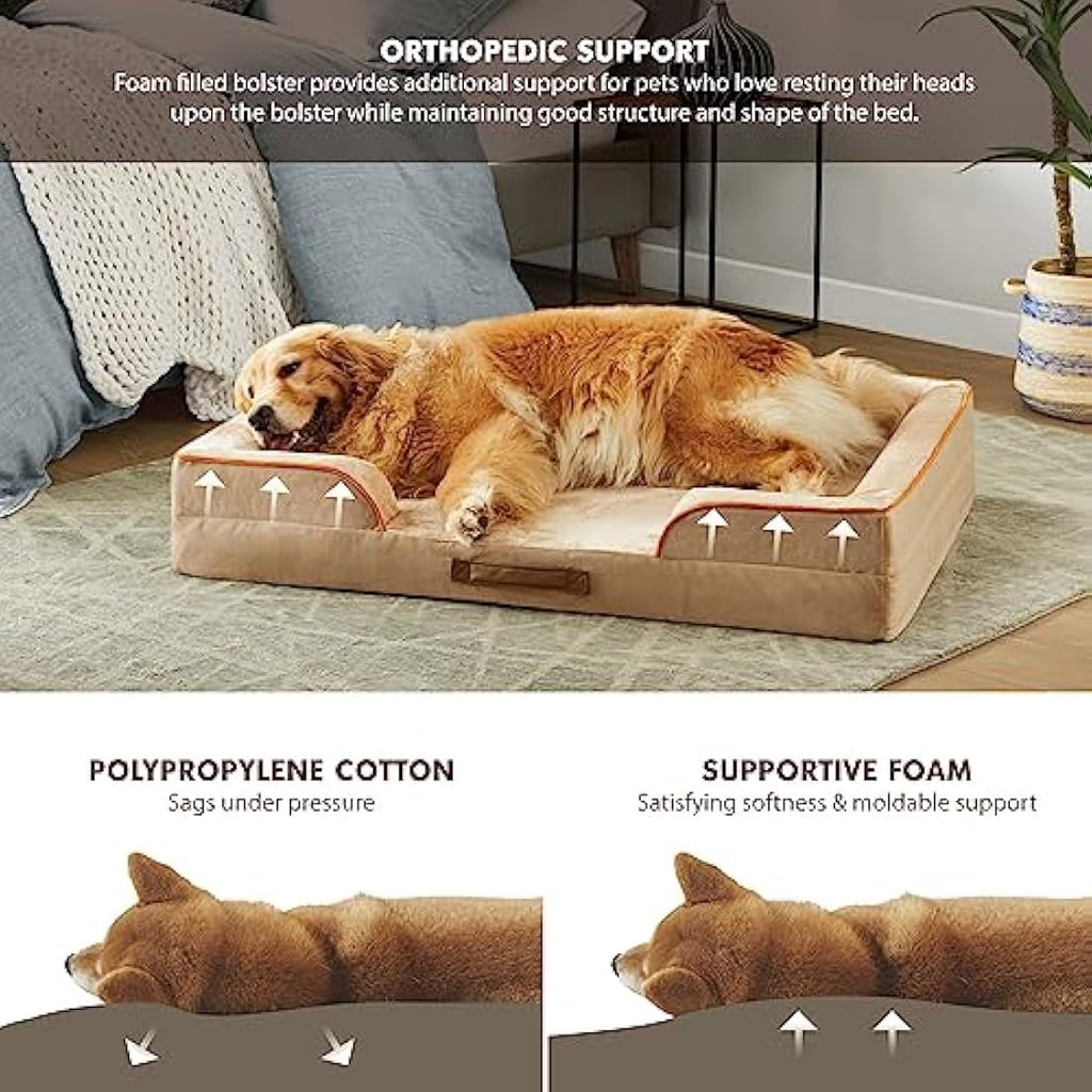 Orthopedic Memory Foam Dog Bed – Waterproof Bolster Sofa