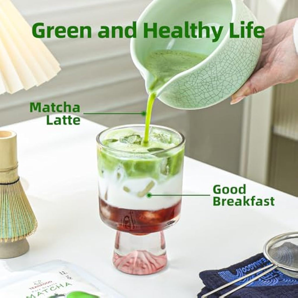 TEANAGOO 7-Piece Matcha Set | Ceramic Bowl with Spout & Bamboo Whisk
