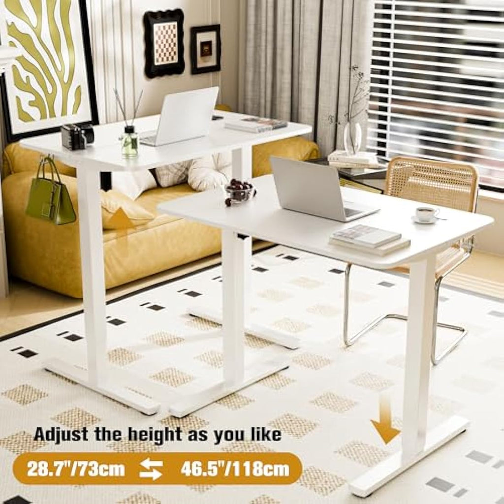 ERGOMAKER Electric Standing Desk – 90x60cm Height Adjustable (White)
