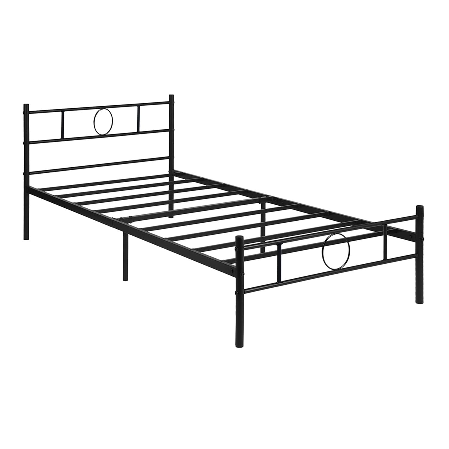 HOMYLIN Single Metal Bed Frame – Modern Iron Bed with Underbed Storage