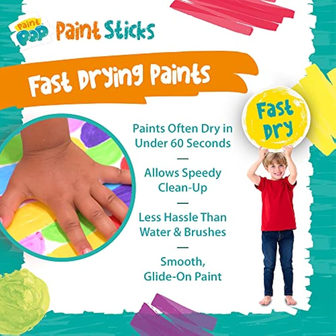 Paint Pop Mess-Free Paint Sticks for Kids - 20 Pack with Storage Tub