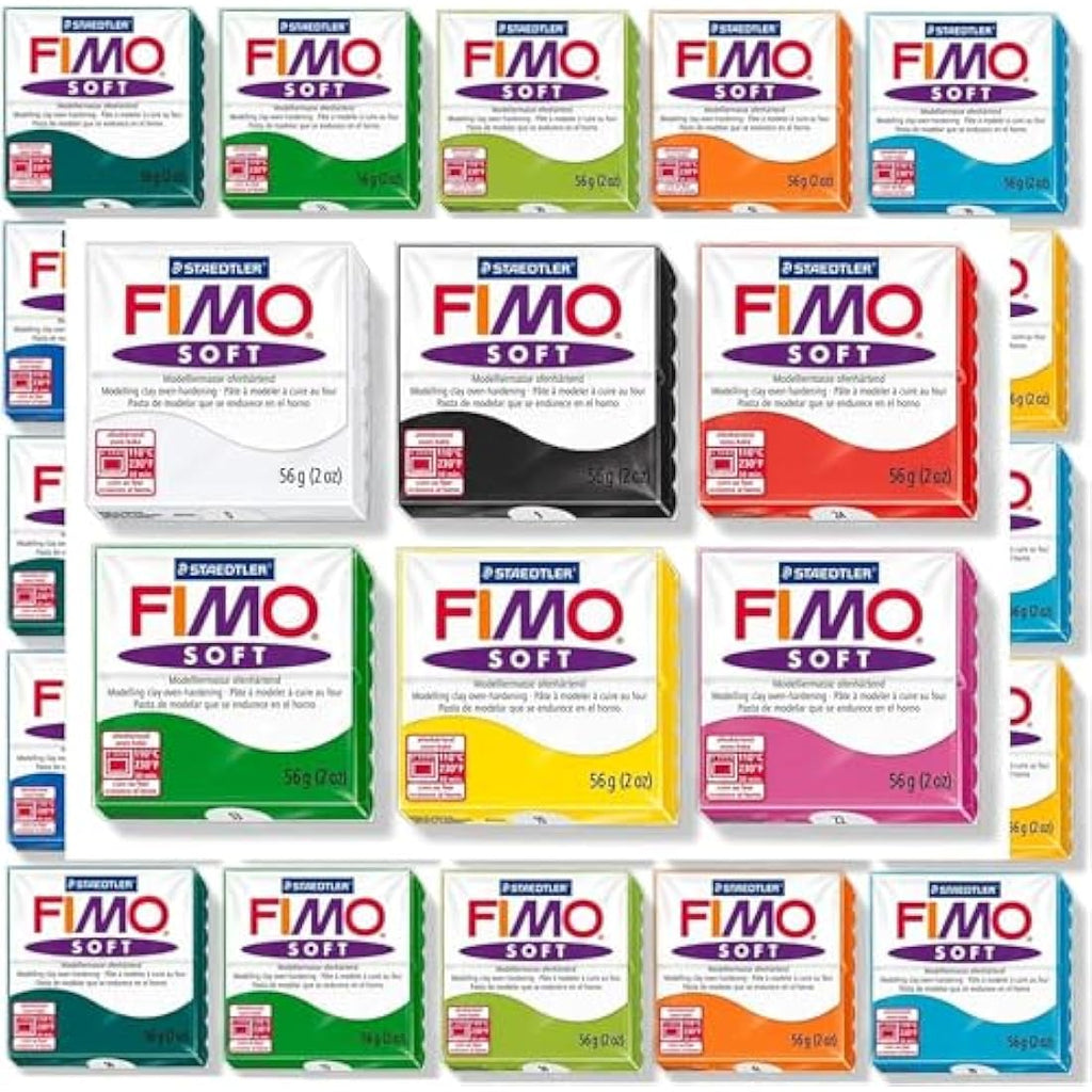 Fimo Soft Polymer Modelling Clay - 12 x 57g Multicolour Oven Bake Blocks