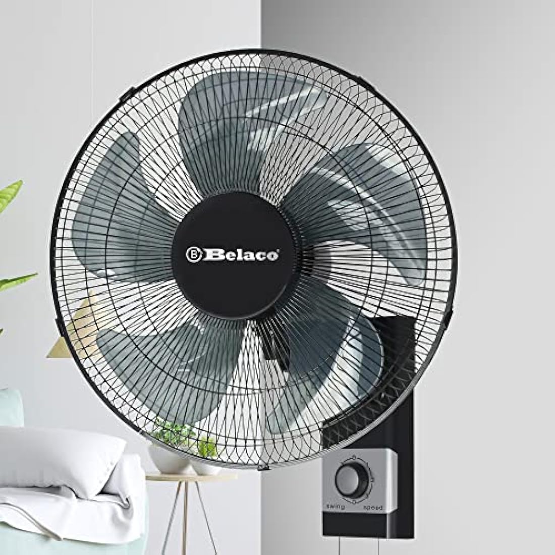 Belaco 16 Inch Wall Mounted Fan – 3-Speed Oscillating Cooling Fan