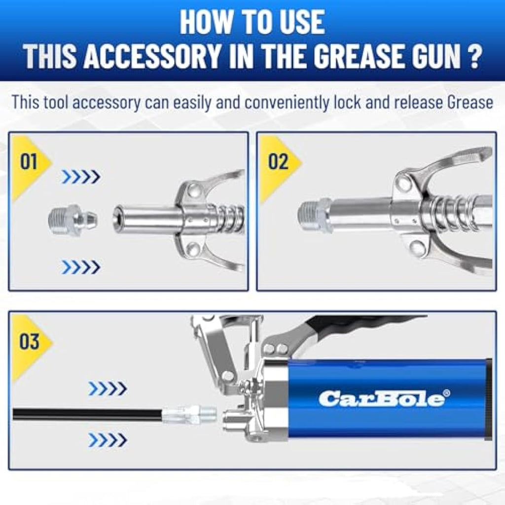 CarBole 8000PSI Grease Gun – High Pressure Pistol Grip with 18" Flex Hose