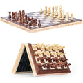 Magnetic Wooden Chess & Checkers Set – 15.74" Foldable Board