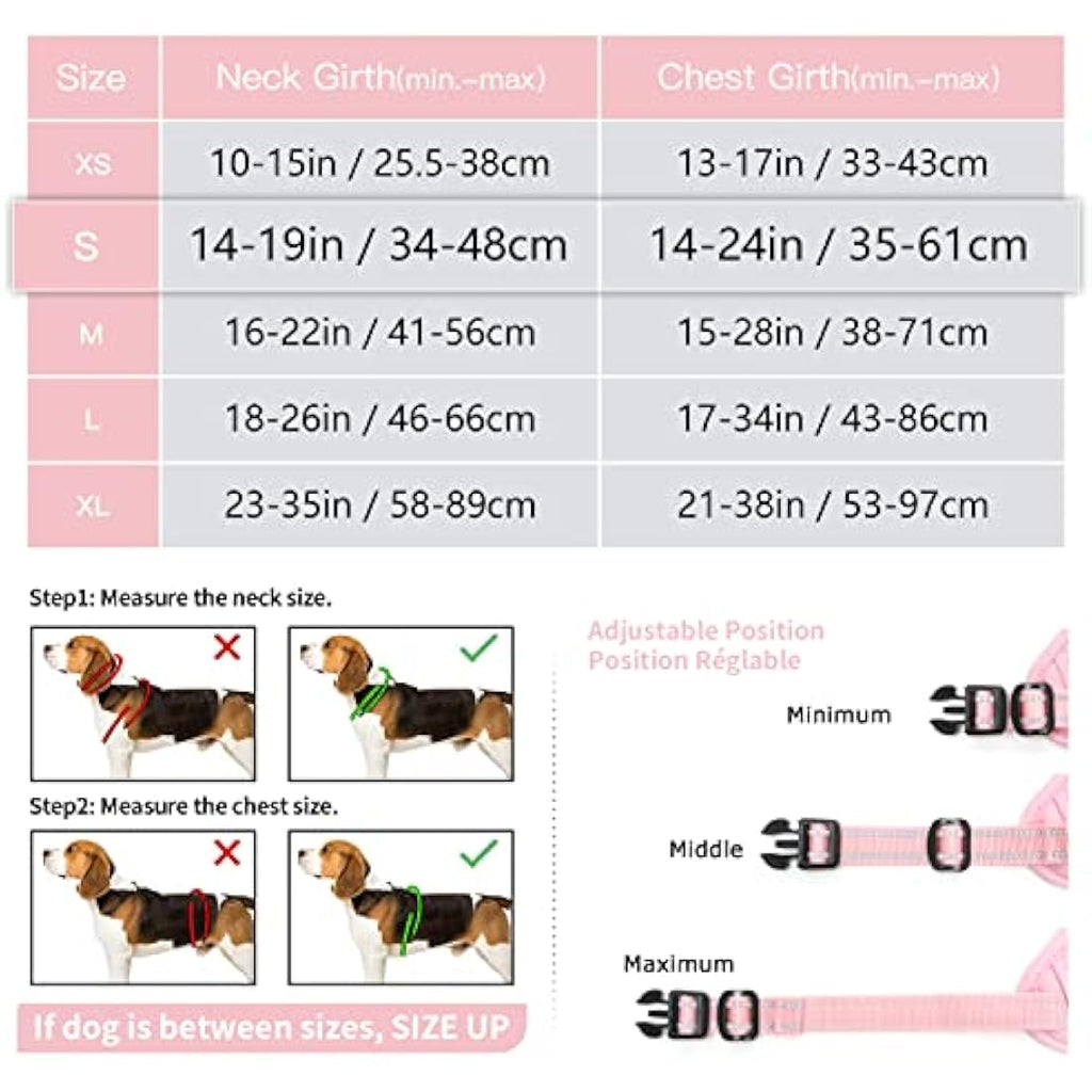 HEELE No Pull Dog Harness | Reflective Adjustable Nylon Vest, Pink, Small