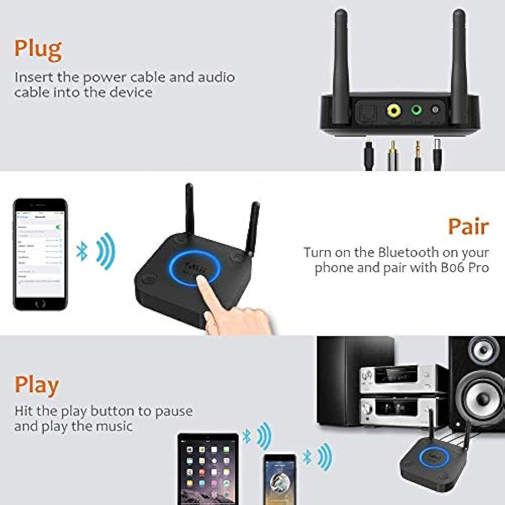 1Mii B06 Pro Bluetooth 5.1 Receiver | Long Range aptX HD HiFi Adapter