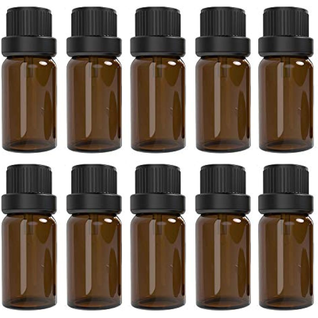 10ml Amber Glass Essential Oil Bottles with Dropper - 10 Pack
