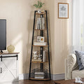 YITAHOME 5-Tier Corner Bookshelf - Industrial Wooden Ladder Display Shelf