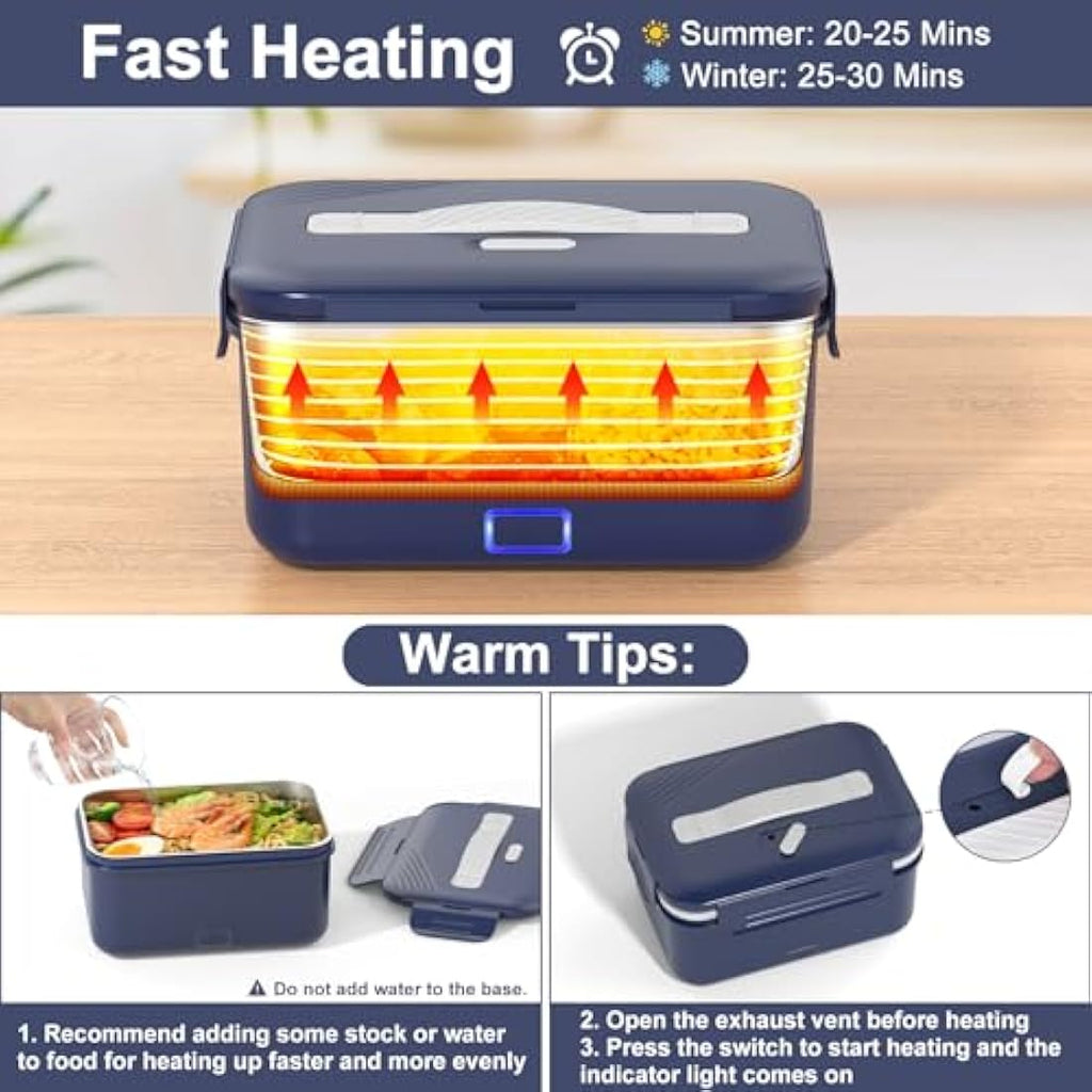 Vabaso 100W Electric Lunch Box | 1.8L Heated Food Warmer for Car & Office