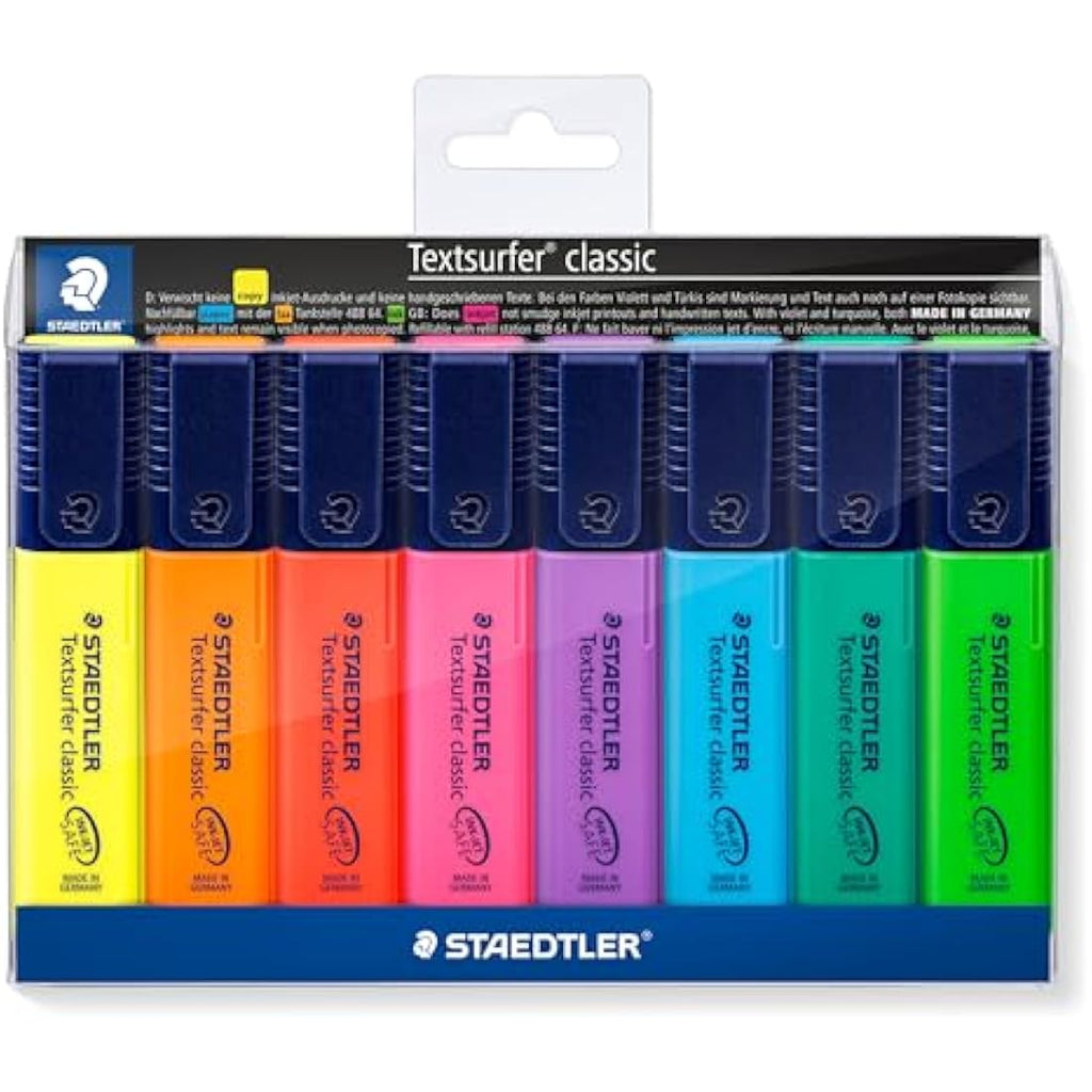Staedtler Textsurfer Classic Highlighters | Inkjet Safe | 8 Pack
